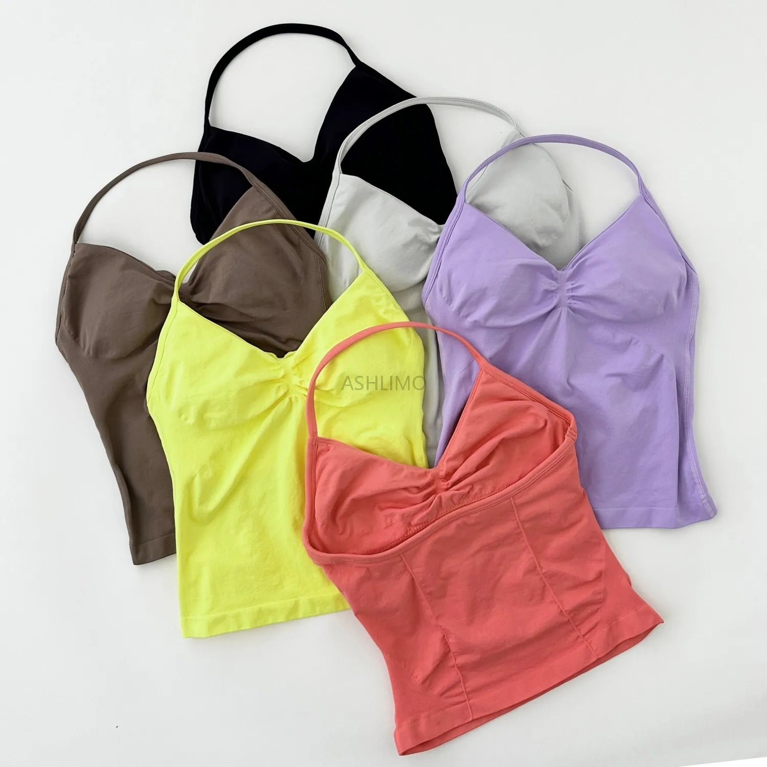 Impact Longline Strappy Gym Top Backless Gym Clothes Women Scrunch Built-in Bra