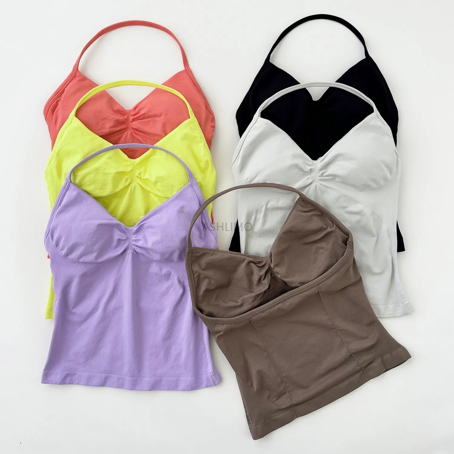 Impact Longline Strappy Gym Top Backless Gym Clothes Women Scrunch Built-in Bra