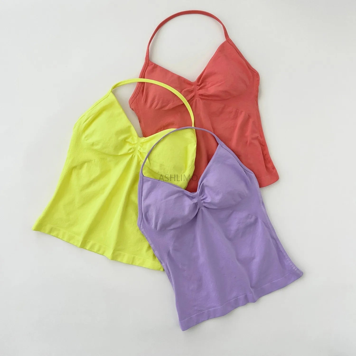 Impact Longline Strappy Gym Top Backless Gym Clothes Women Scrunch Built-in Bra