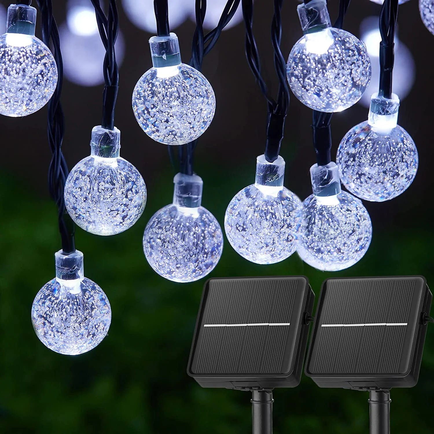 LED Solar String Lights Outdoor 60 Leds Waterproof Crystal Globe Lights