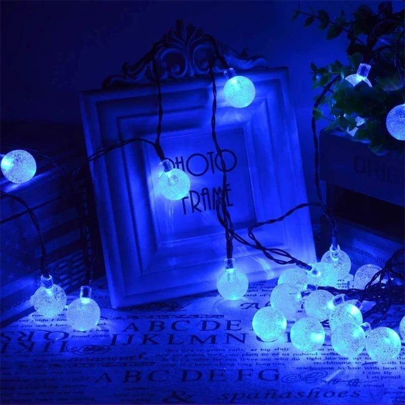LED Solar String Lights Outdoor 60 Leds Waterproof Crystal Globe Lights