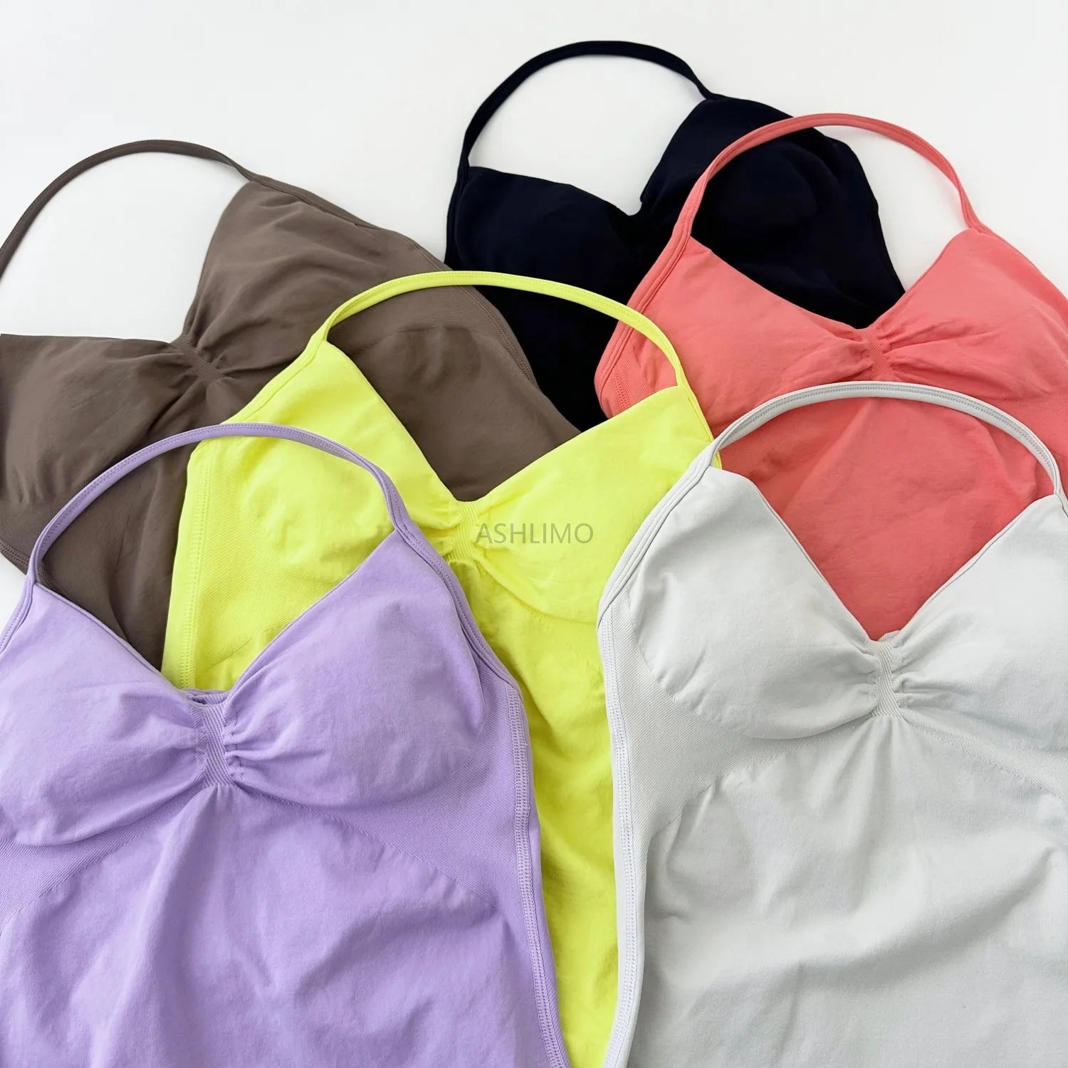 Impact Longline Strappy Gym Top Backless Gym Clothes Women Scrunch Built-in Bra